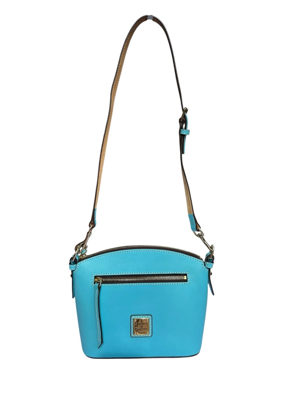 Dooney & Bourke Smooth Leather Small Domed Zip Crossbody Bag Turquoise